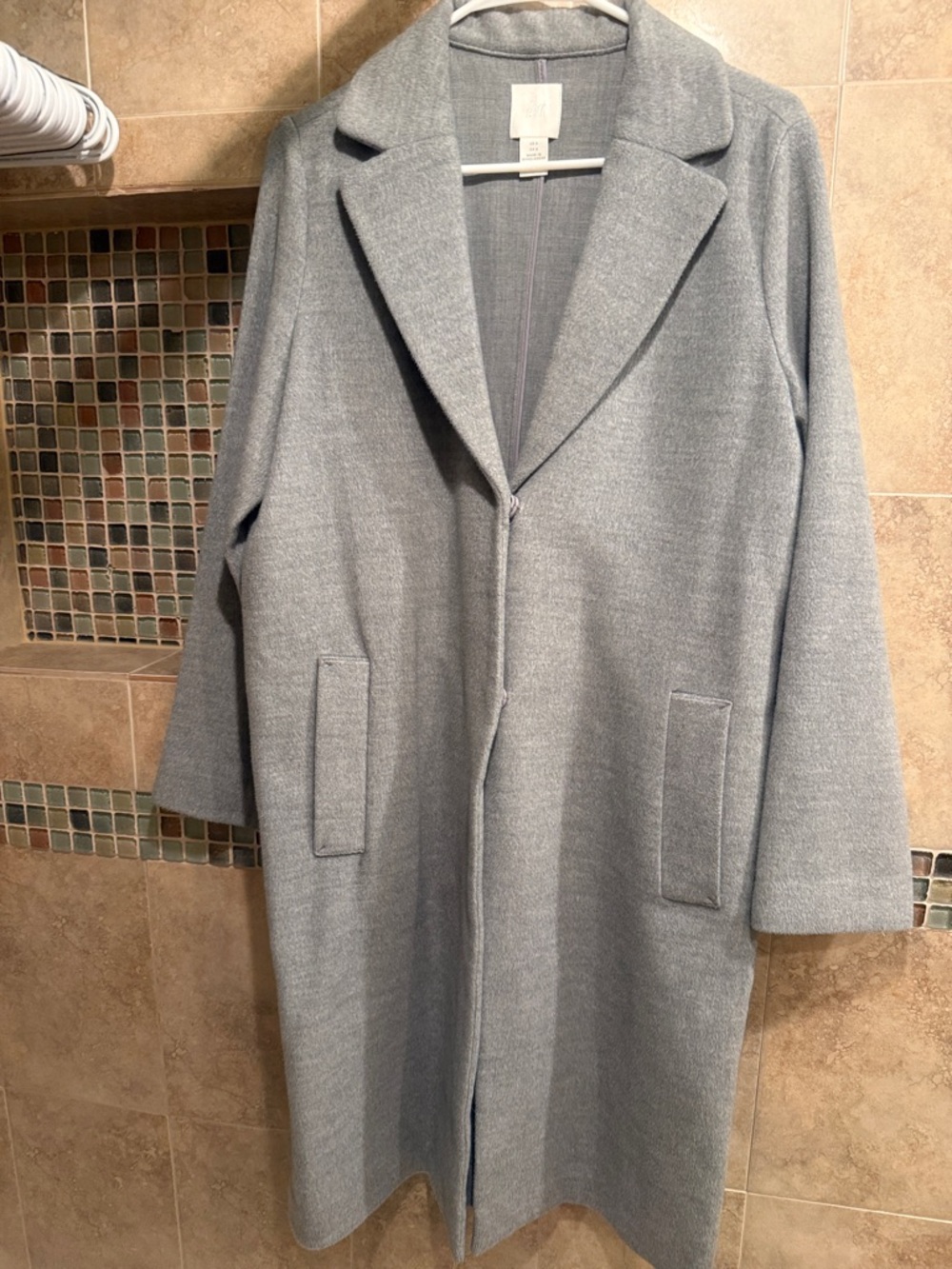 H&M Light Gray Wool-Blend Long Coat